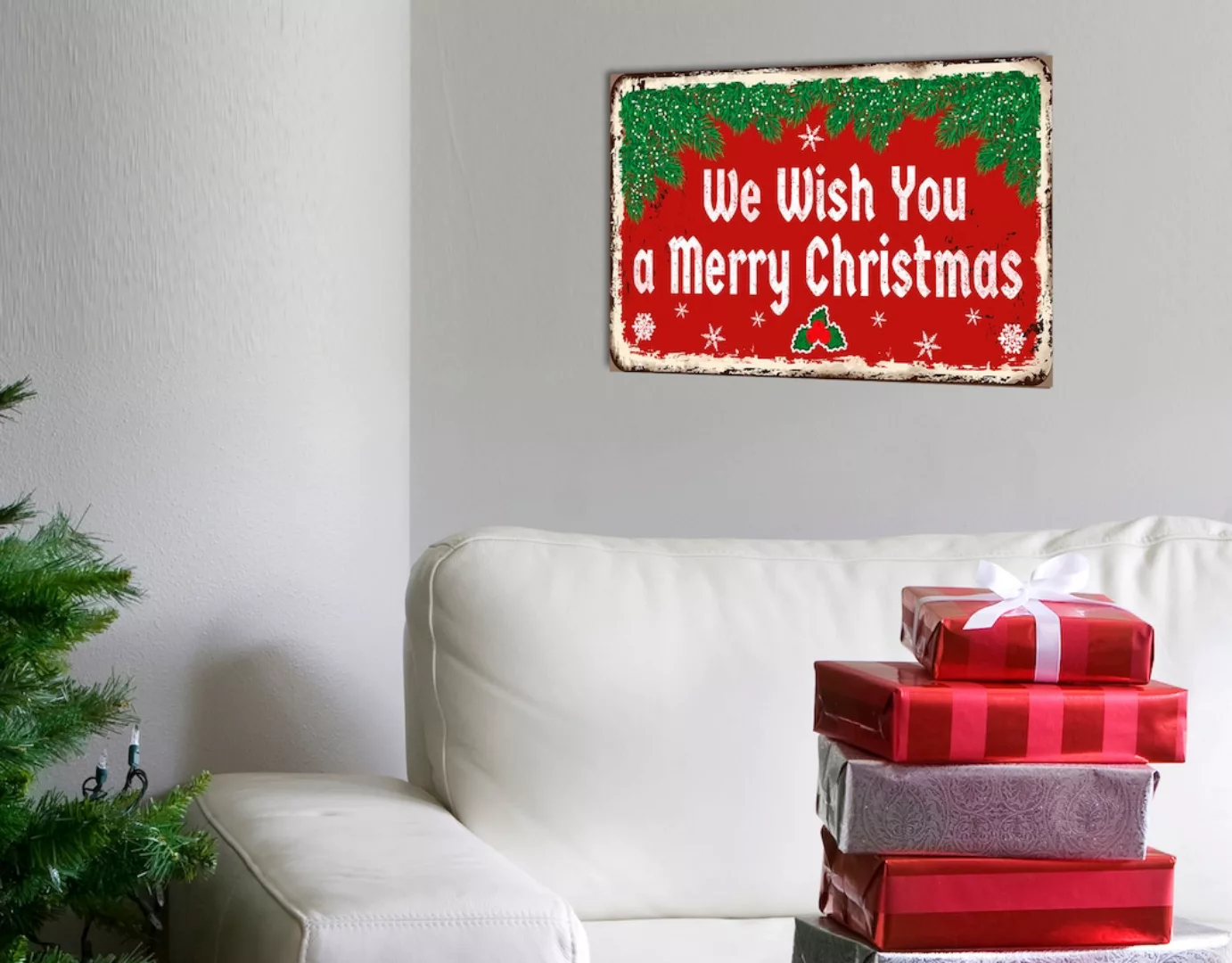 queence Metallbild "We Wish You A Merry Christmas", (1 St.), Stahlschilder günstig online kaufen