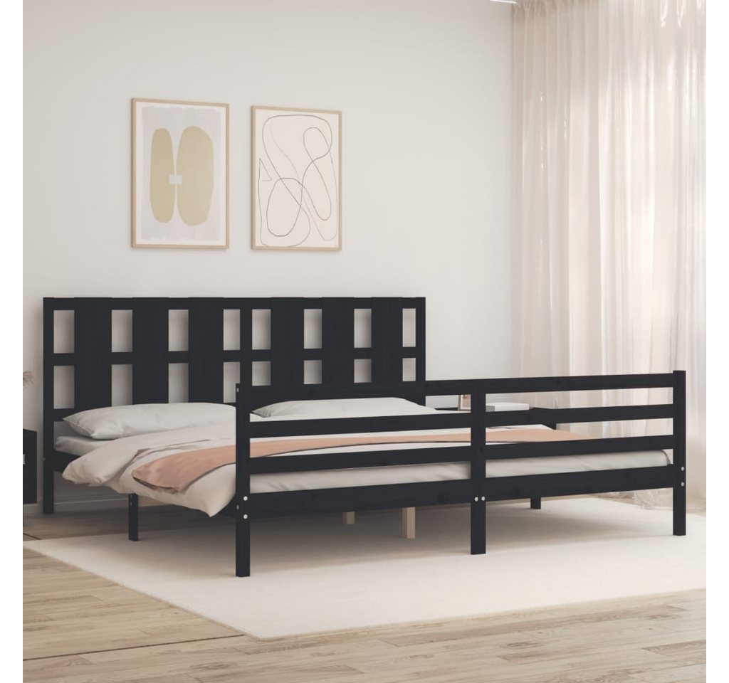 vidaXL Bett Massivholzbett mit Kopfteil Schwarz 200x200 cm günstig online kaufen