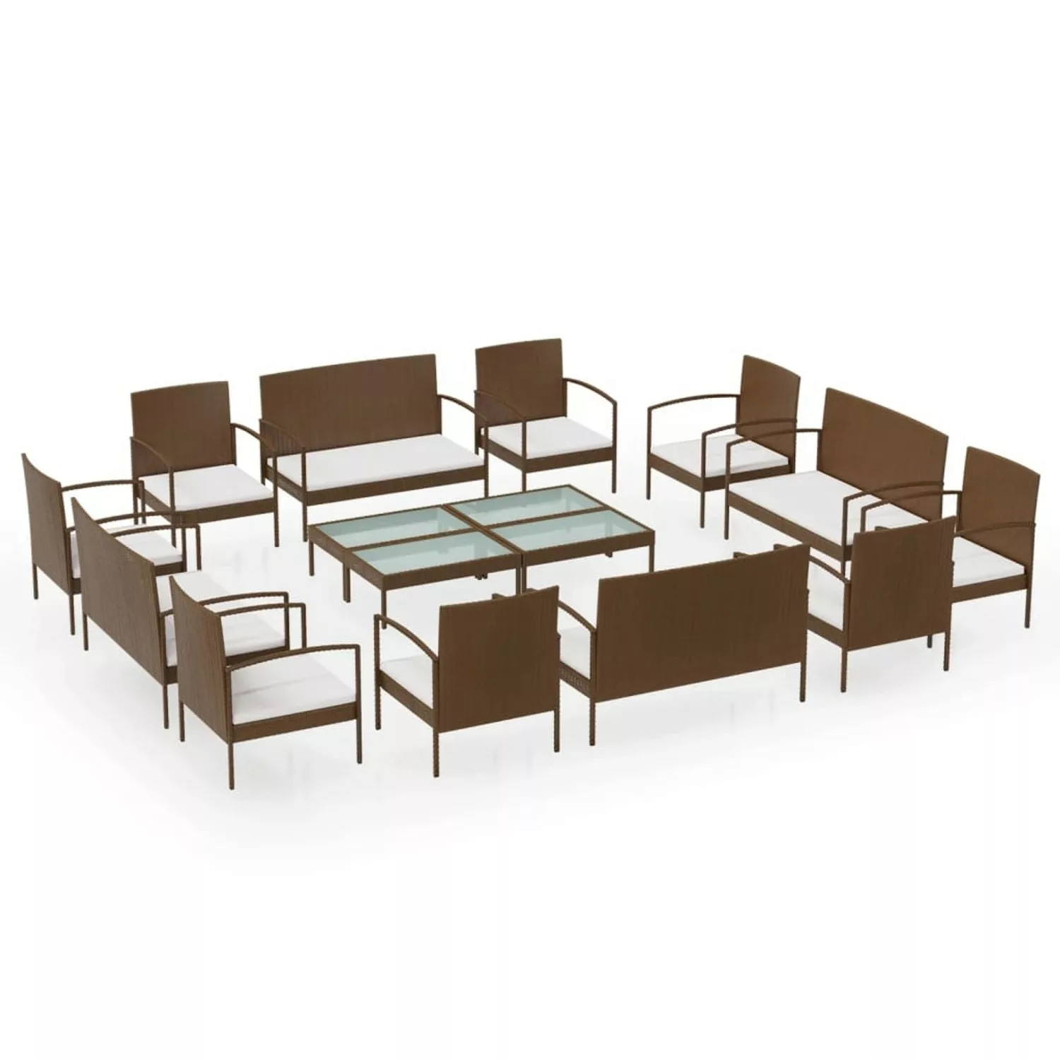 16-tlg. Garten-lounge-set Mit Auflagen Poly Rattan Braun günstig online kaufen