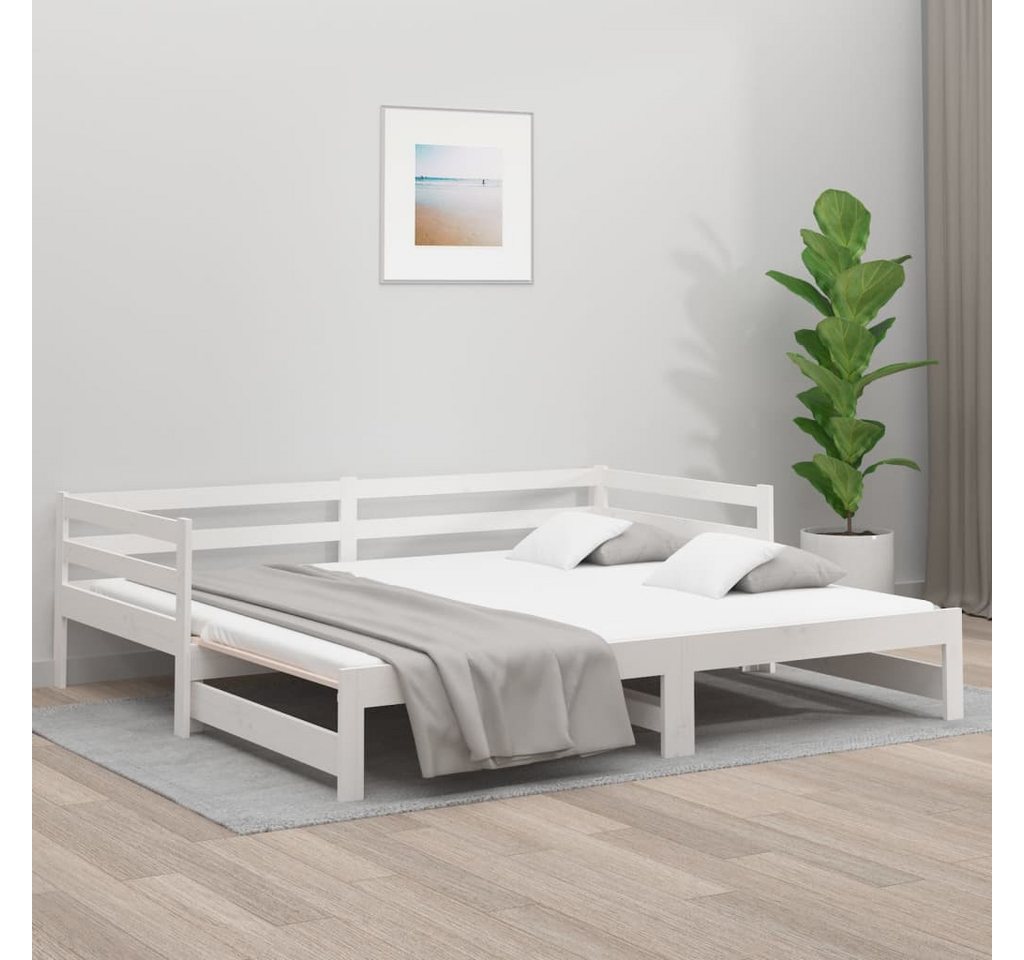 vidaXL Gästebett Tagesbett Ausziehbar Weiß 2x80x200 cm Massivholz Kiefer Be günstig online kaufen