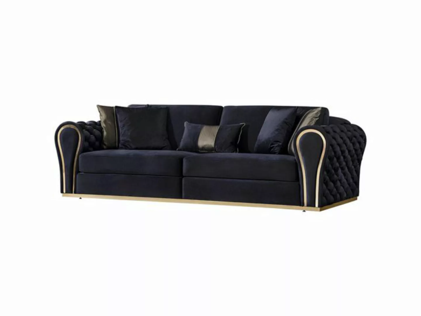 Xlmoebel 3-Sitzer Elegantes Schwarzes 3-Sitzer Premium Wohnzimmer Sitzmöbel günstig online kaufen