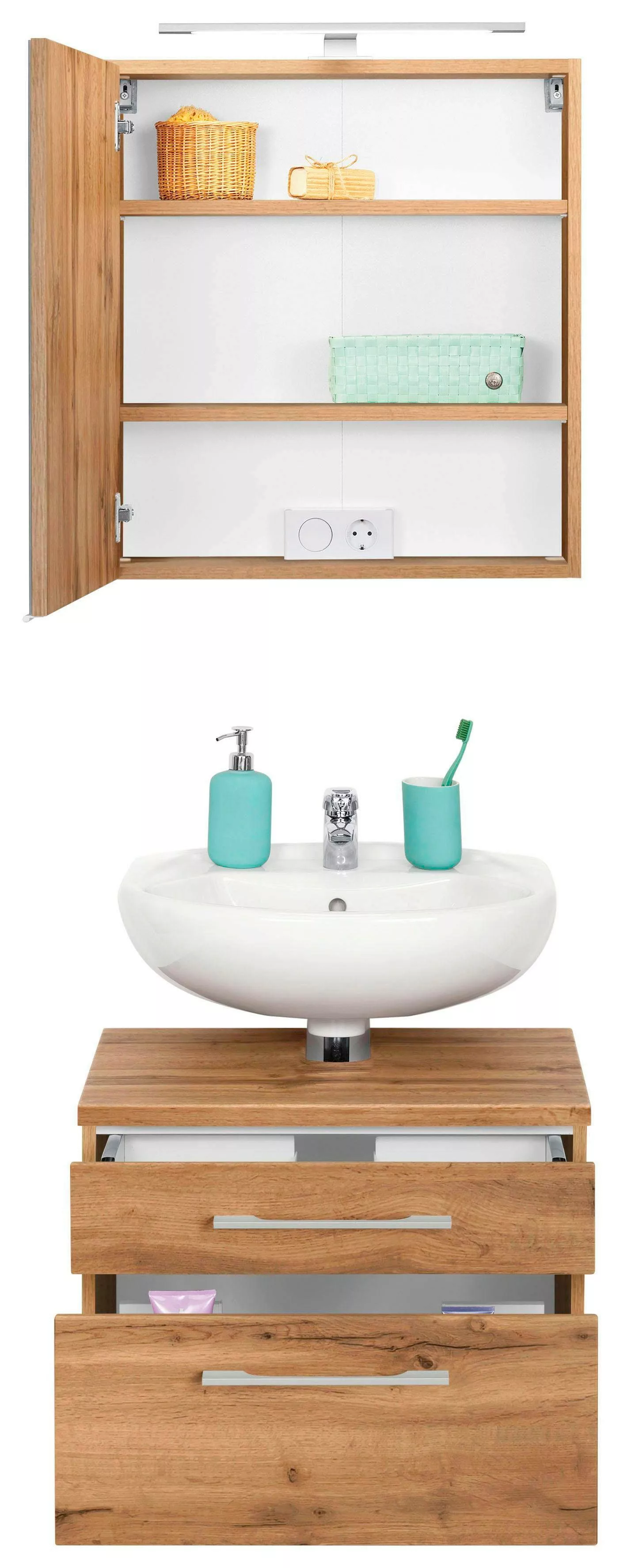 HELD MÖBEL Badmöbel-Set "Davos", (2 St.), Spiegelschrank und Waschbeckenunt günstig online kaufen
