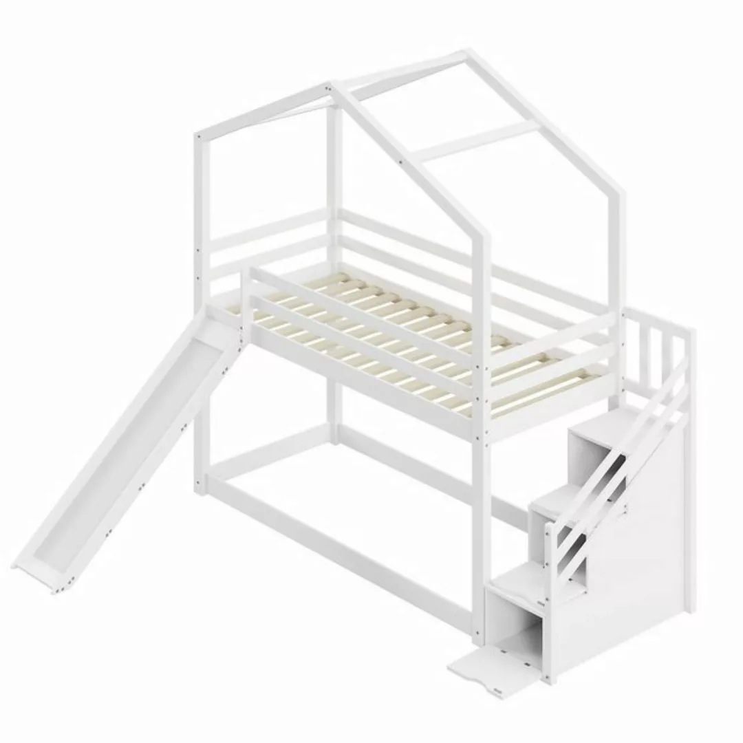 Gotagee Kinderbett Hausbett Etagenbett mit Rutsche Holzbett 90x200cm Einzel günstig online kaufen