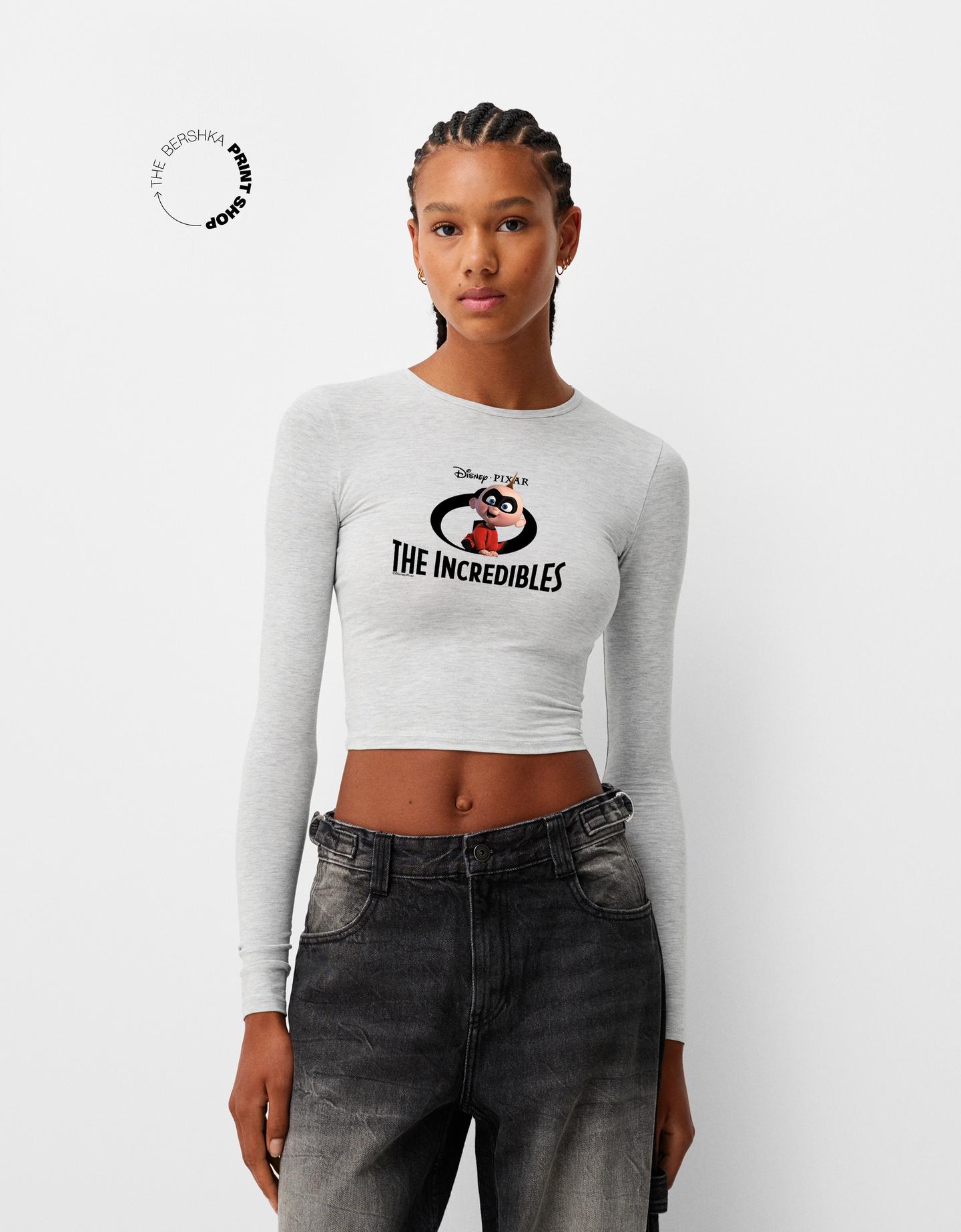 Bershka Langarmshirt The Incredibles Damen M Grau günstig online kaufen