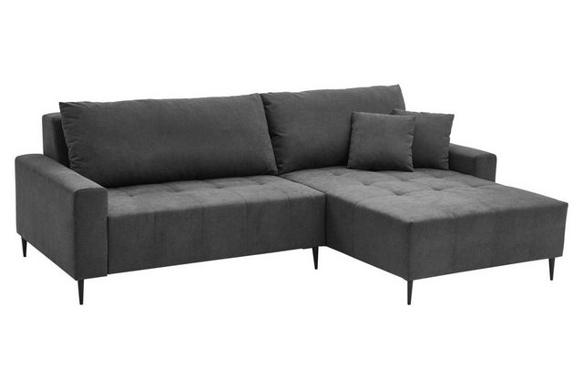 Iwaniccy Ecksofa CHICO, B 255 x H 180 cm, Dunkelgrau, Mikrofaser, elektrisc günstig online kaufen