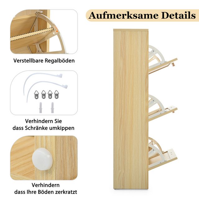 BlingBin Schuhschrank Holzschuhschrank (1-St., Maße: B60/H109.5/T24 cm) Mit günstig online kaufen