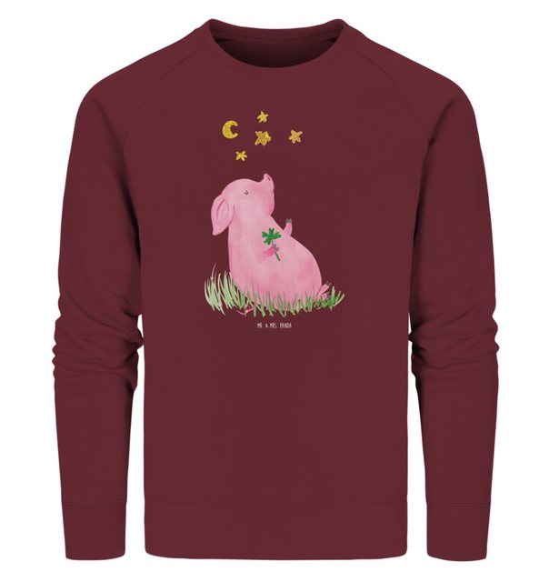 Mr. & Mrs. Panda Longpullover Größe XL Schwein Glück - Burgundy - Geschenk, günstig online kaufen