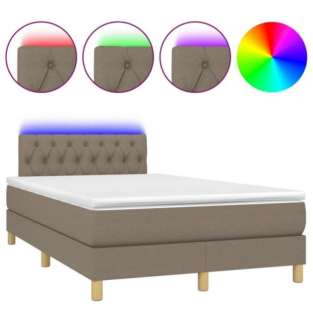 vidaXL Boxspringbett Boxspringbett mit Matratze LED Taupe 120x200 cm Stoff günstig online kaufen