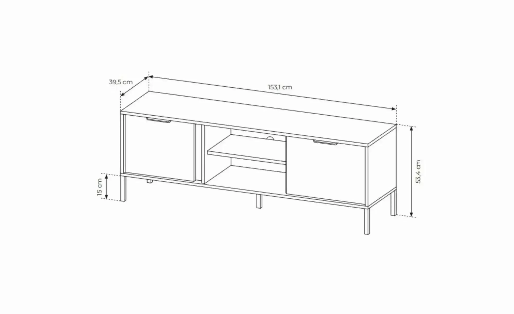 Lowboard  Lars ¦ schwarz ¦ Maße (cm): B: 153,1 H: 53,4 Kommoden & Sideboard günstig online kaufen