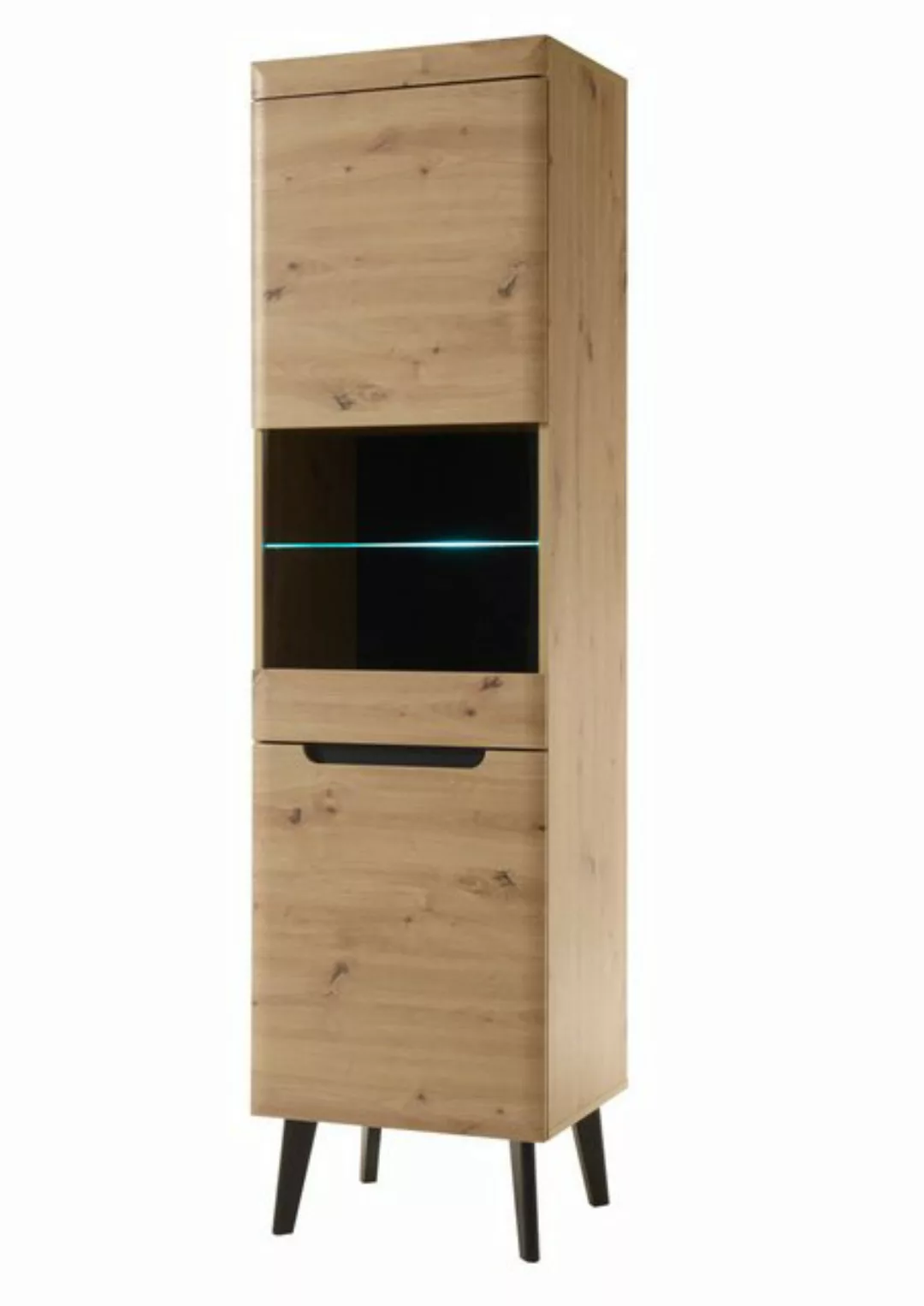 Furn.Design Stauraumvitrine Ronson (Vitrine in Eiche Artisan mit schwarz, 5 günstig online kaufen