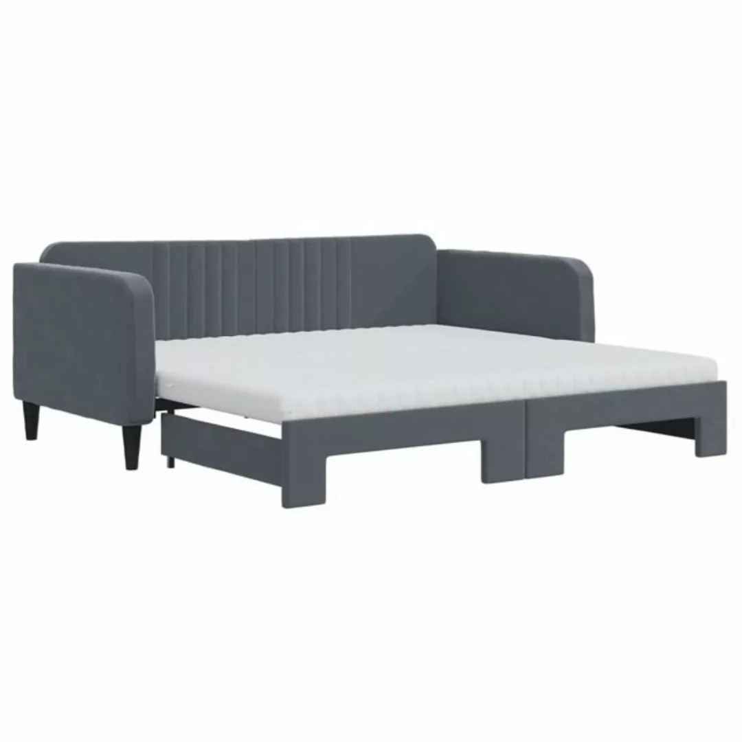 vidaXL Bett Tagesbett Ausziehbar mit Matratzen Dunkelgrau 90x190 cm Samt günstig online kaufen