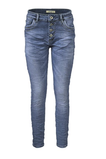 Jewelly Regular-fit-Jeans Stretch Jeans Five-Pocket im Crash-Look günstig online kaufen