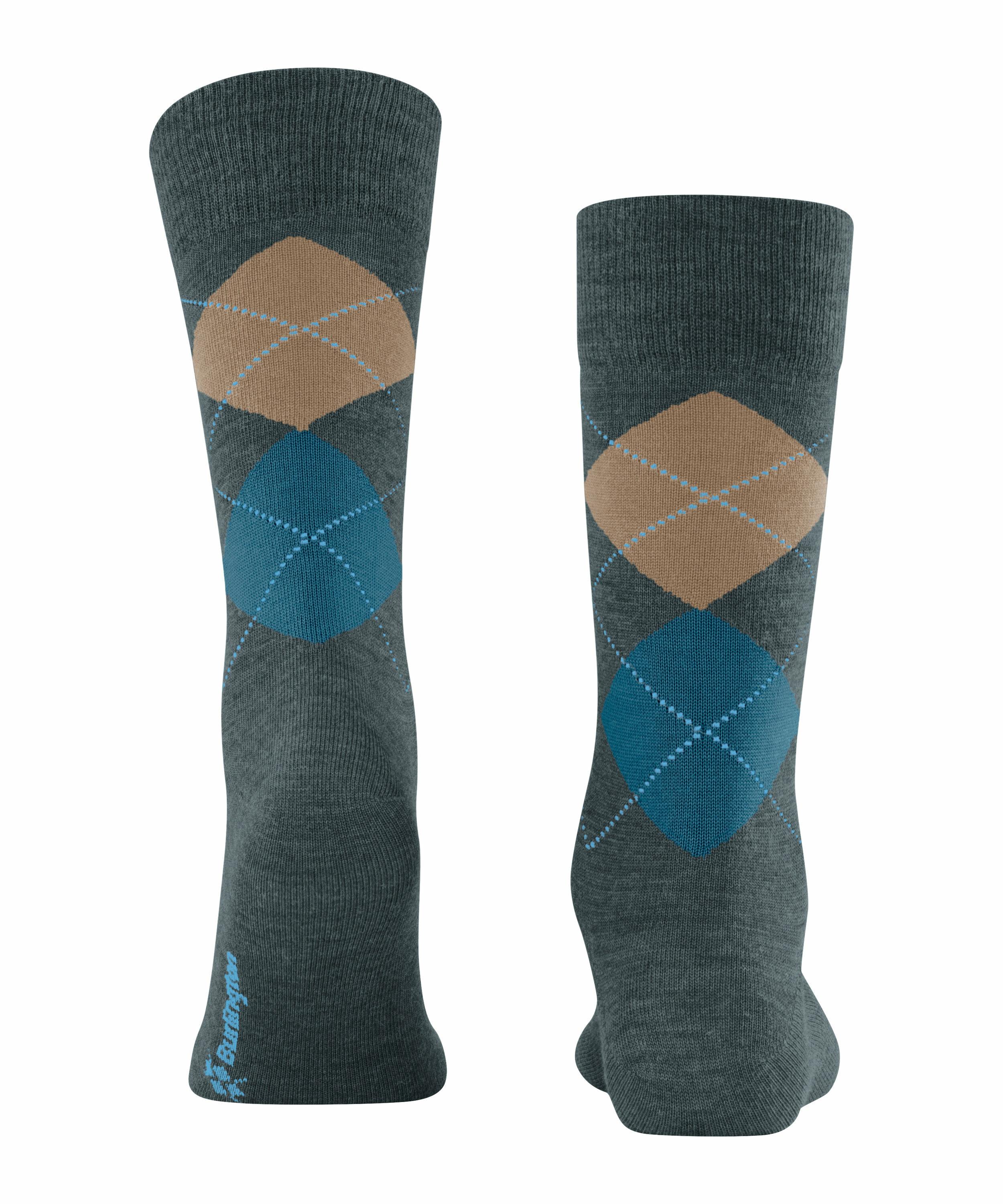 Burlington Edinburgh Melange Herren Socken, 40-46, Grün, Argyle, Schurwolle günstig online kaufen