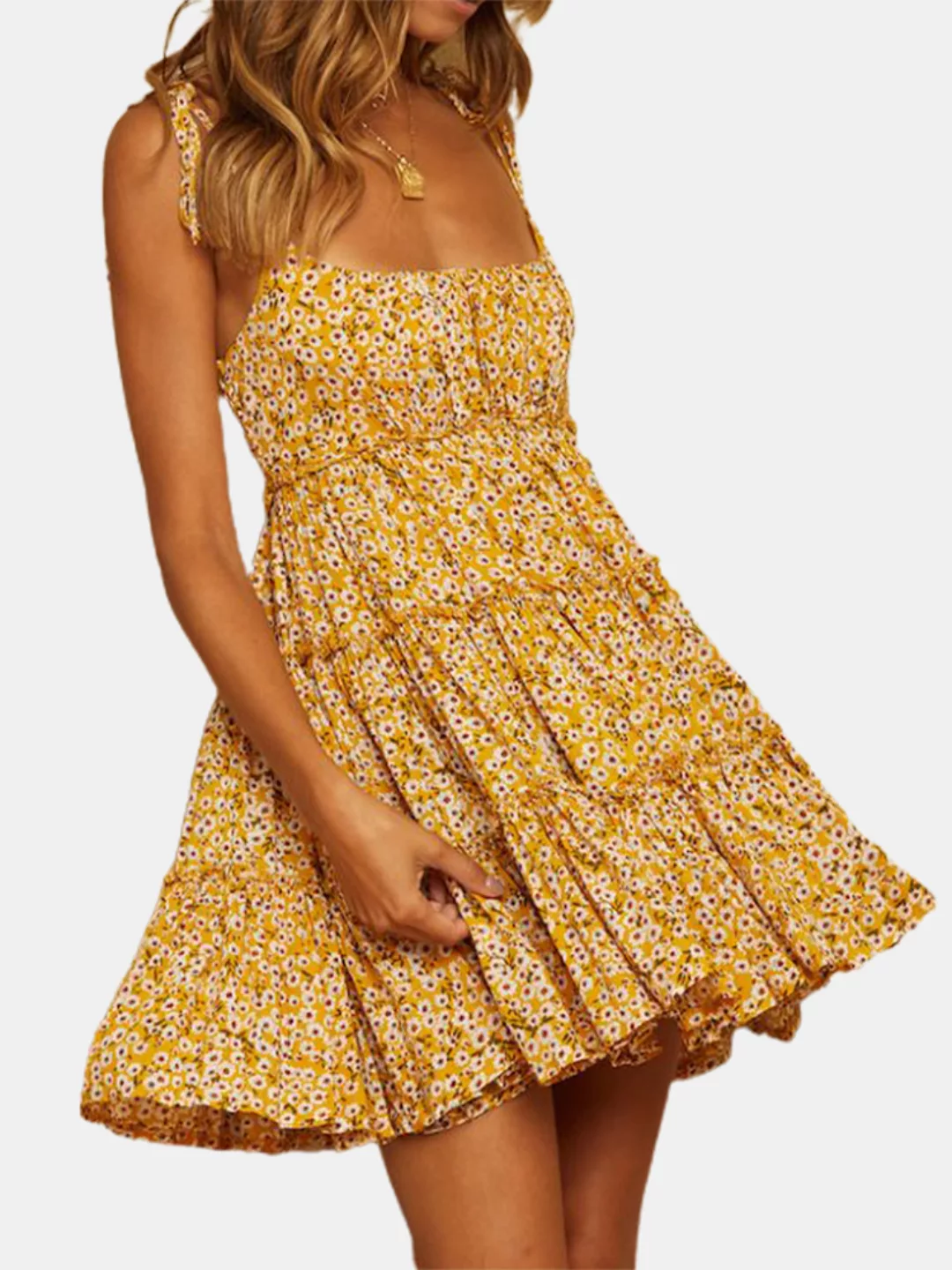 Spaghettibügel Blumendruck Sexy Mini Kleid Für Damen günstig online kaufen