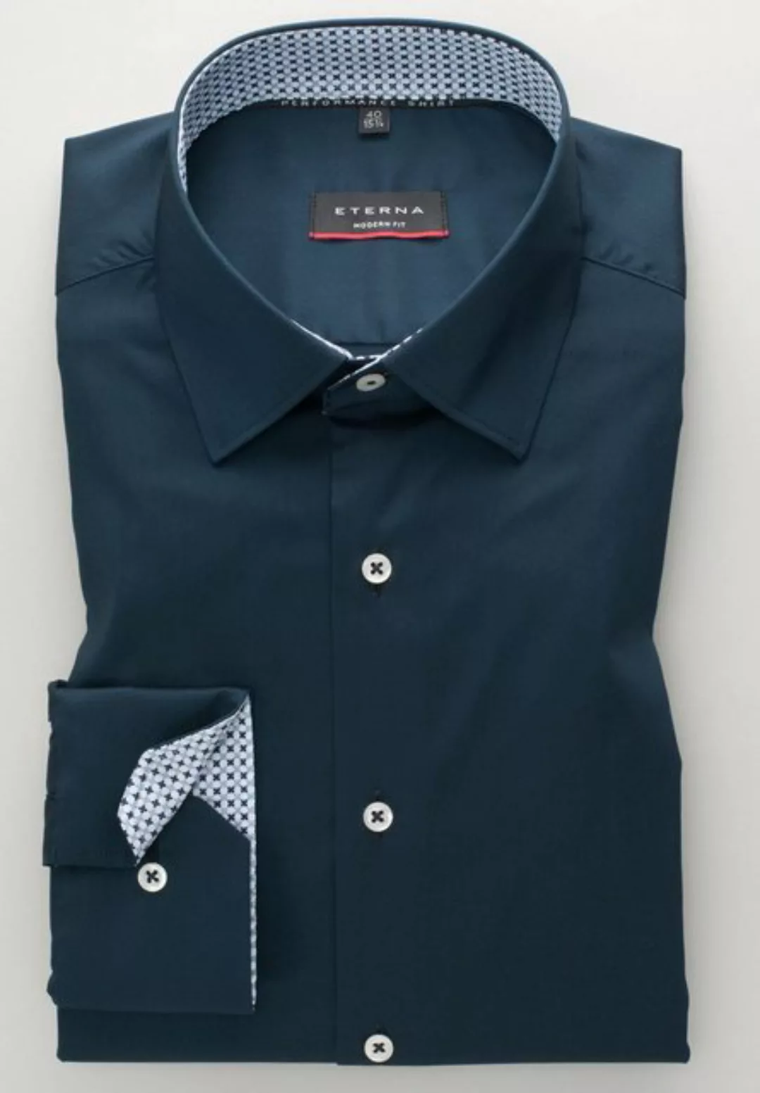 Eterna Funktionshemd - Performance Slim Fit Hemd marine, Einfarbig günstig online kaufen