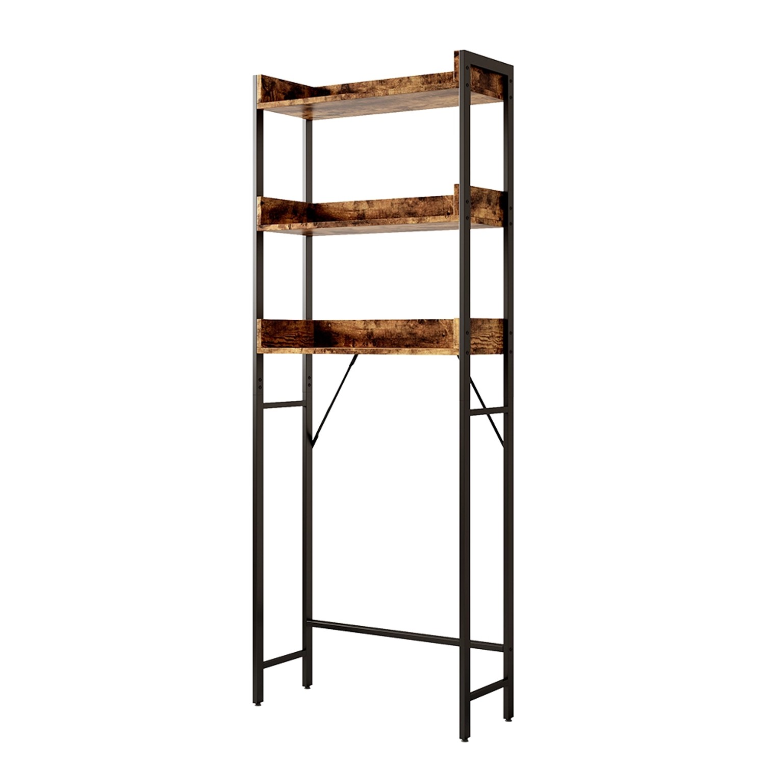 Vicco Waschmaschinenschrank Fyrk Eiche Rustikal/Schwarz 64 x 165 cm mit 3 F günstig online kaufen