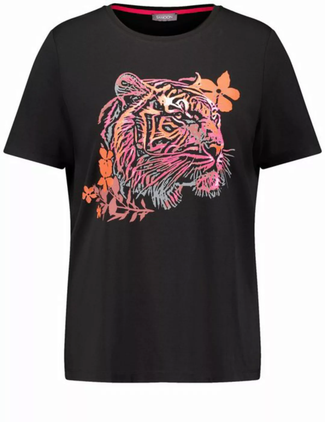 Samoon Kurzarmshirt T-Shirt mit Tigerkopf günstig online kaufen