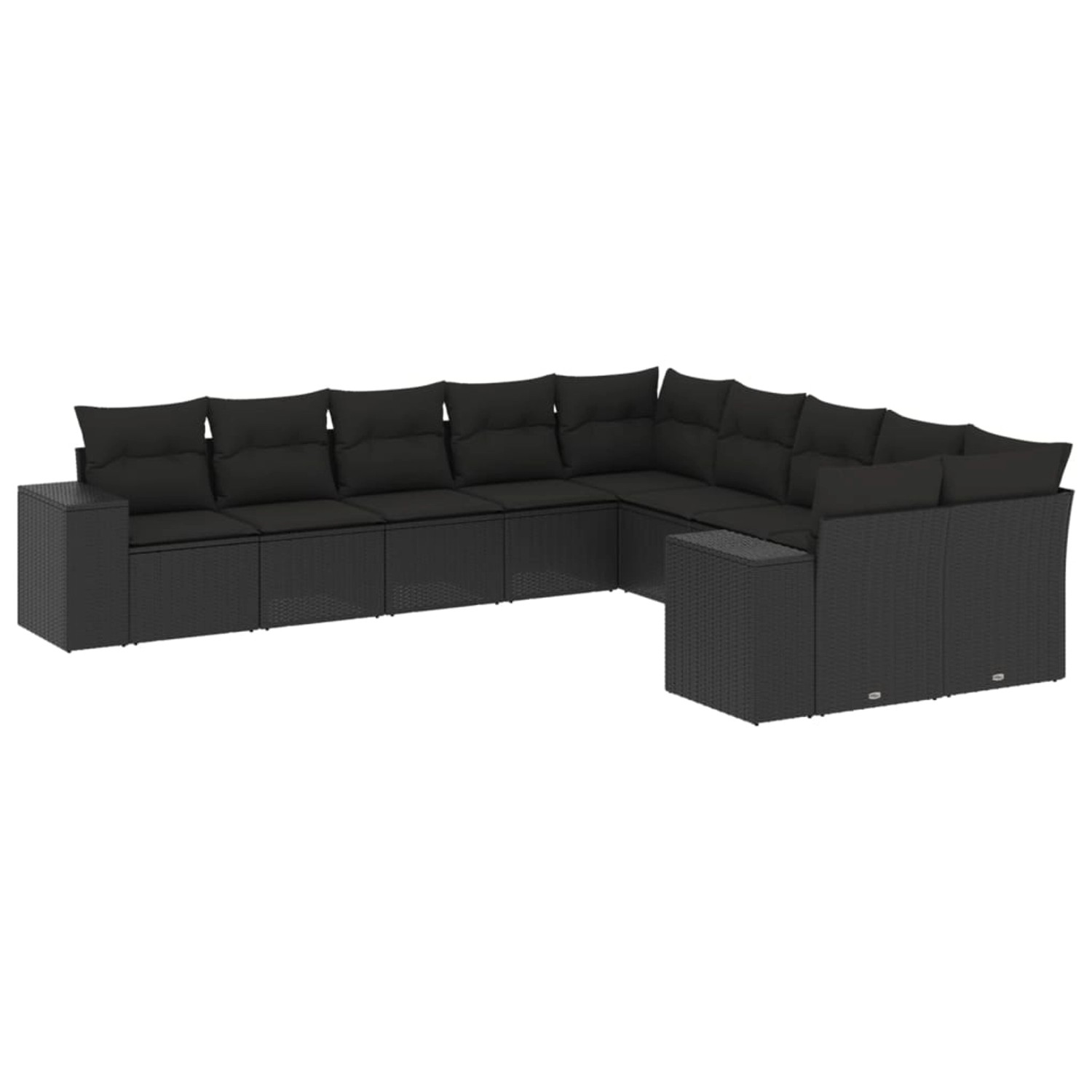 vidaXL 10-Tlg Garten-Sofagarnitur mit Kissen Schwarz Poly Rattan 3255442 günstig online kaufen