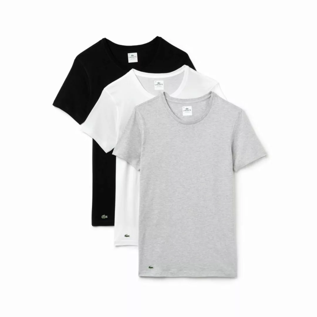 LACOSTE 3er Pack Herren T-Shirt, Rundhals, Slim Fit, Uni - Schwarz/Grau/Wei günstig online kaufen