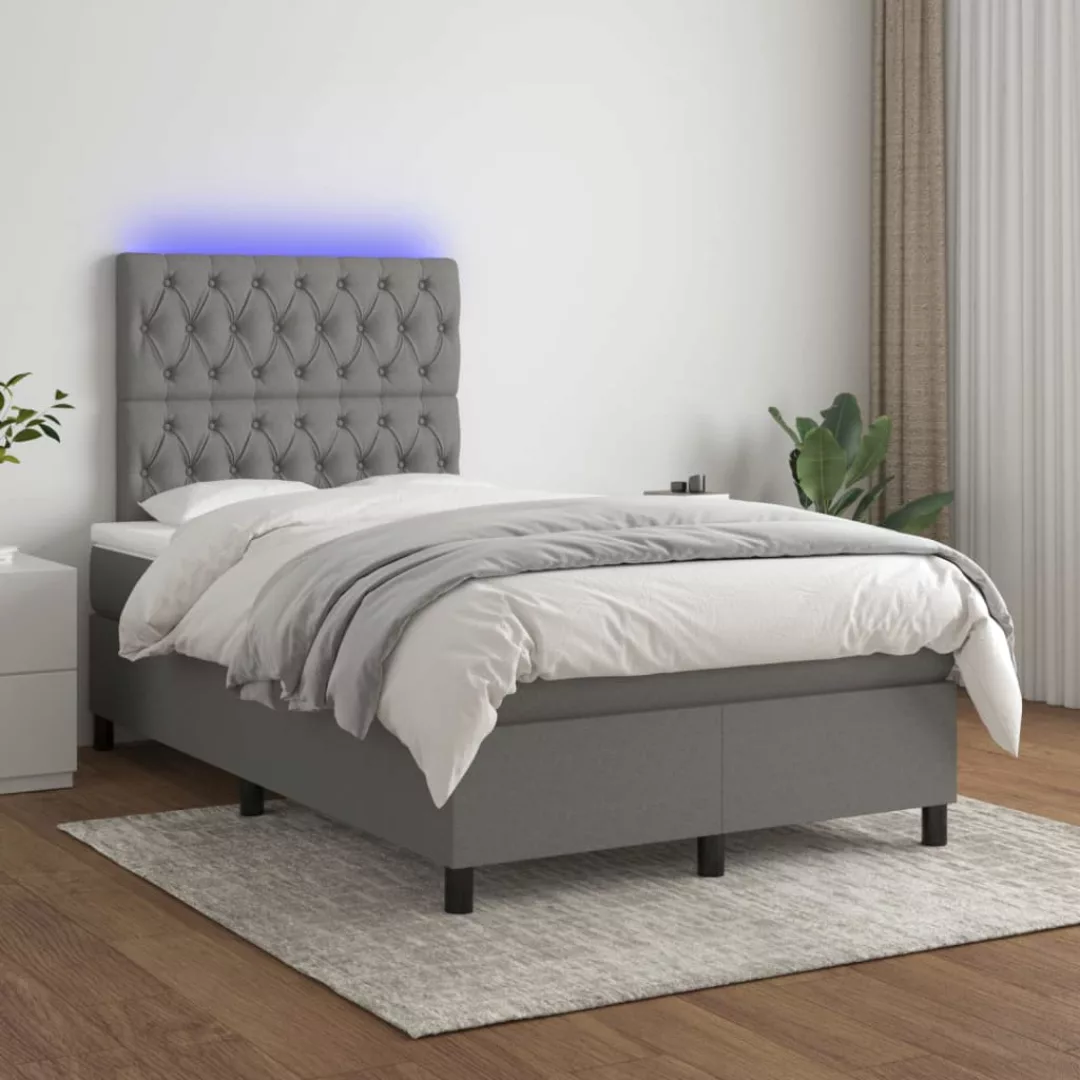 Vidaxl Boxspringbett Mit Matratze & Led Dunkelgrau 120x200 Cm Stoff günstig online kaufen