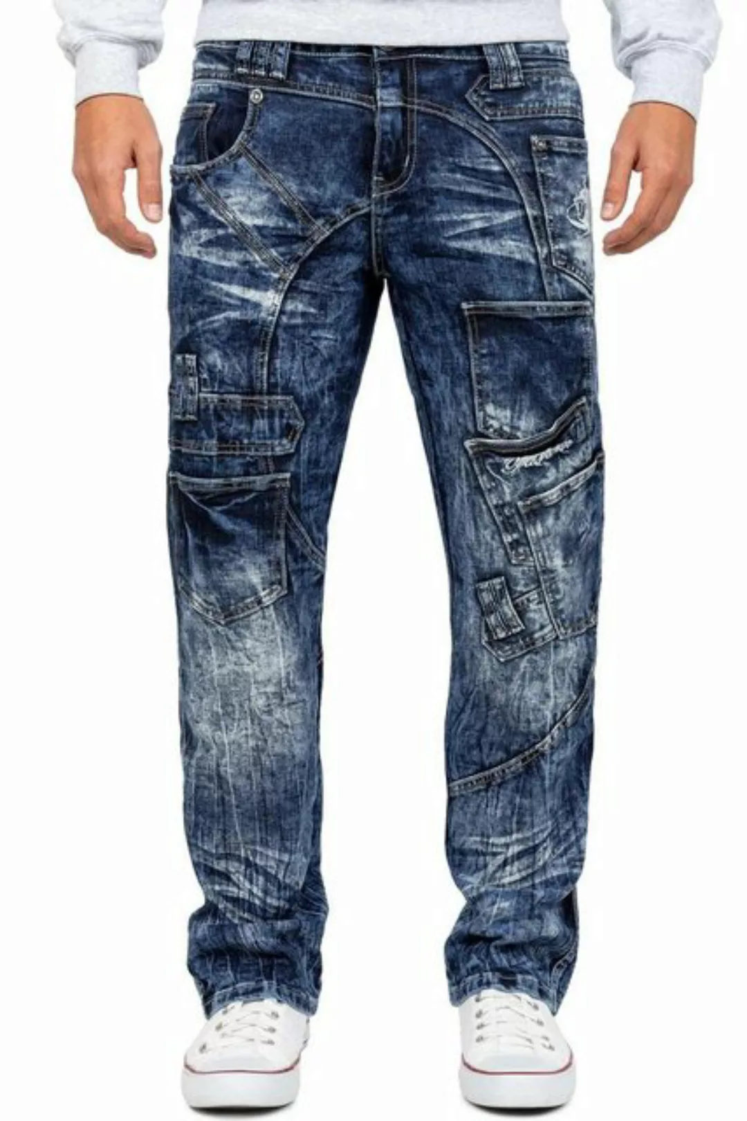 Kosmo Lupo 5-Pocket-Jeans Auffällige Herren Hose BA-KM070 (1-tlg) mit Schri günstig online kaufen