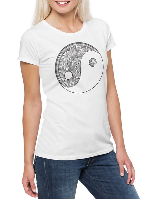 Urban Backwoods Print-Shirt Mandala Yin Yang Damen T-Shirt Yantra Hinduism günstig online kaufen