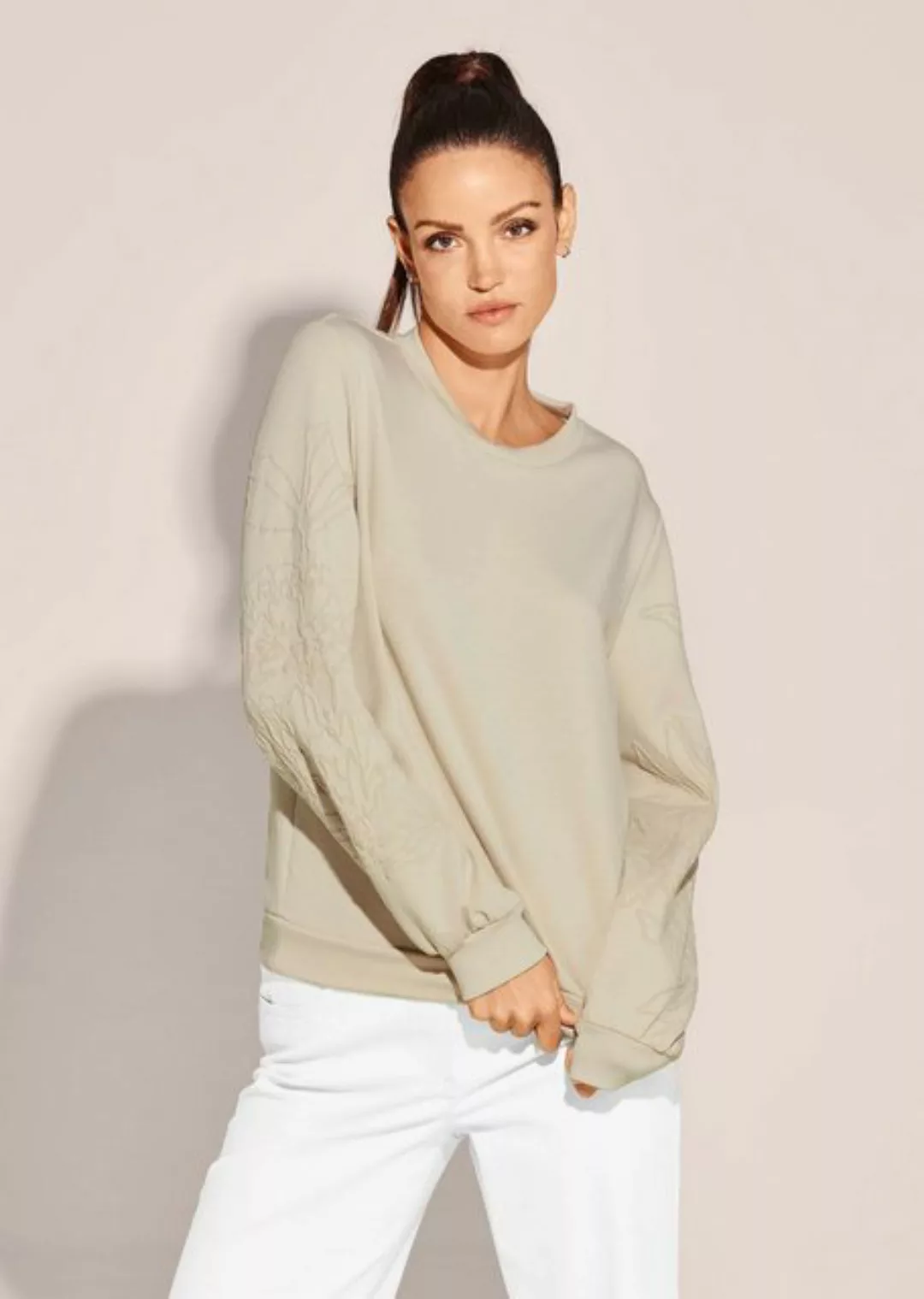 MADELEINE Strickpullover Sweatshirt mit Ton-in-Ton Reliefprint günstig online kaufen