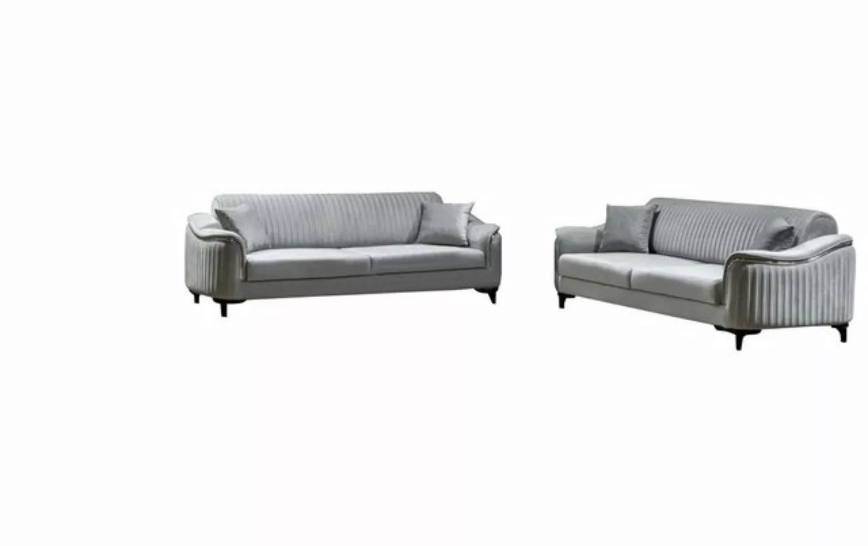 JVmoebel Sofa Graue Sofagarnitur Sofa Luxus Garniur Sofas Sessel 3+3+1 Sitz günstig online kaufen