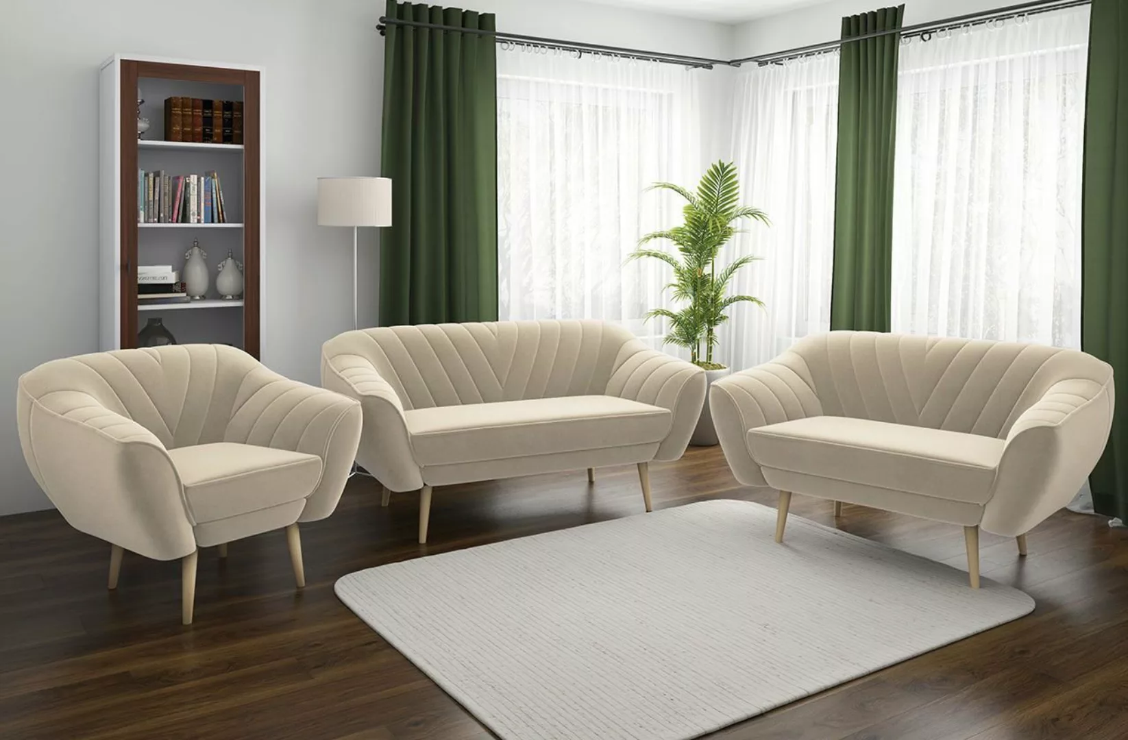 MKS MÖBEL Sofa VIKI 3 2 1, Skandinavische Deko, Sofa Set 3+2+1, Sechs Perso günstig online kaufen