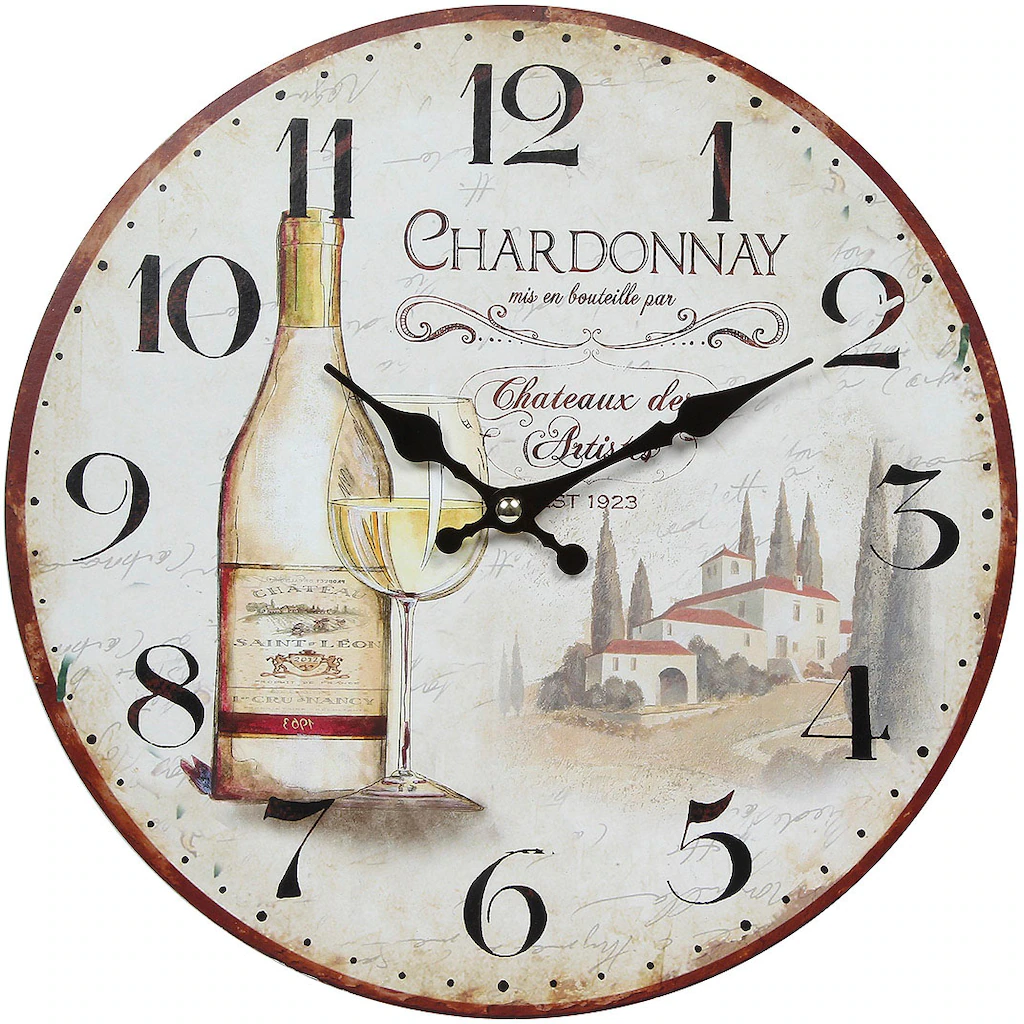 Ambiente Haus Wanduhr "Wanduhr - Wein 28cm" günstig online kaufen