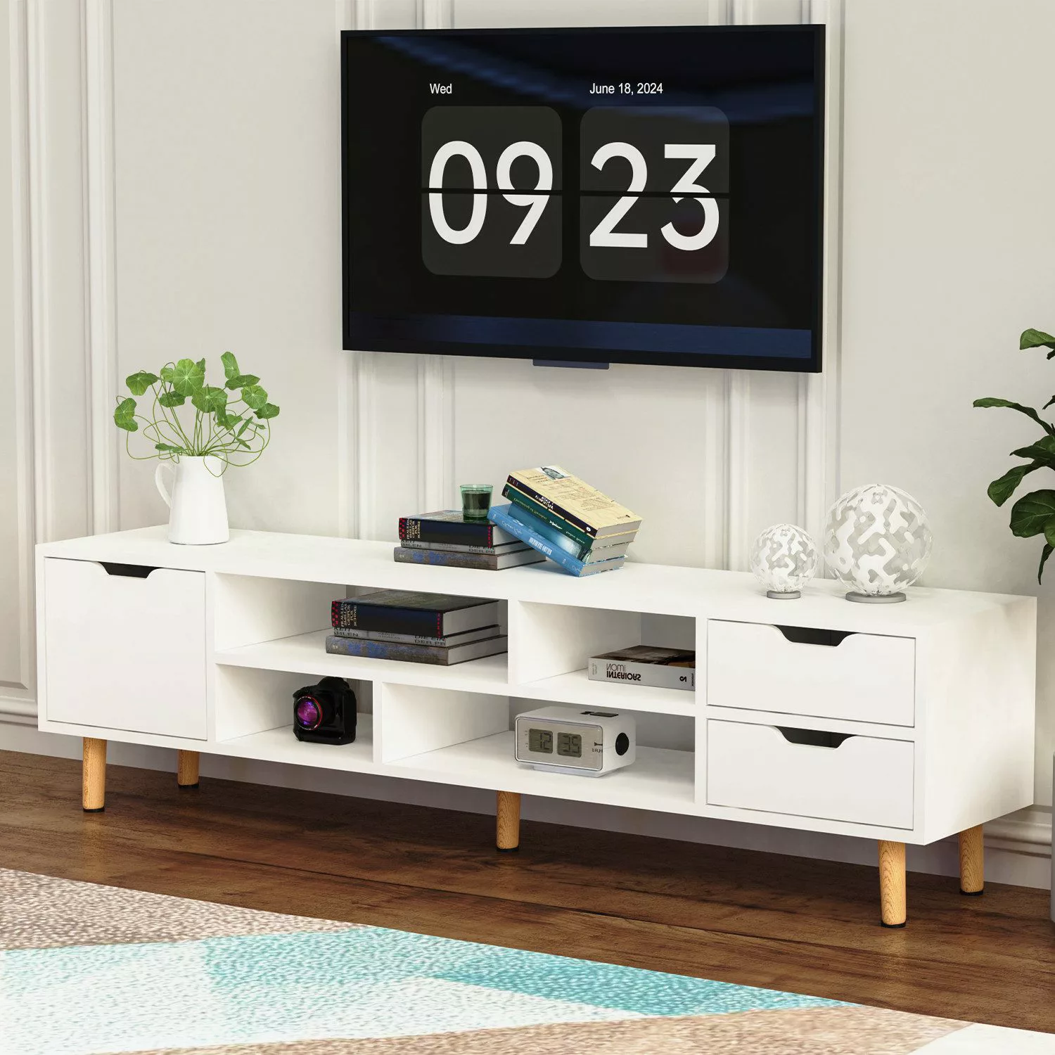 oyajia TV-Schrank Grifflose Fernsehschrank mit Beinen, günstig online kaufen