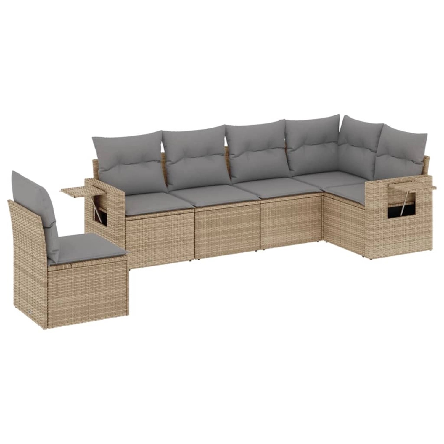 vidaXL 6-Tlg Garten-Sofagarnitur mit Kissen Beige Poly Rattan 3220228 günstig online kaufen
