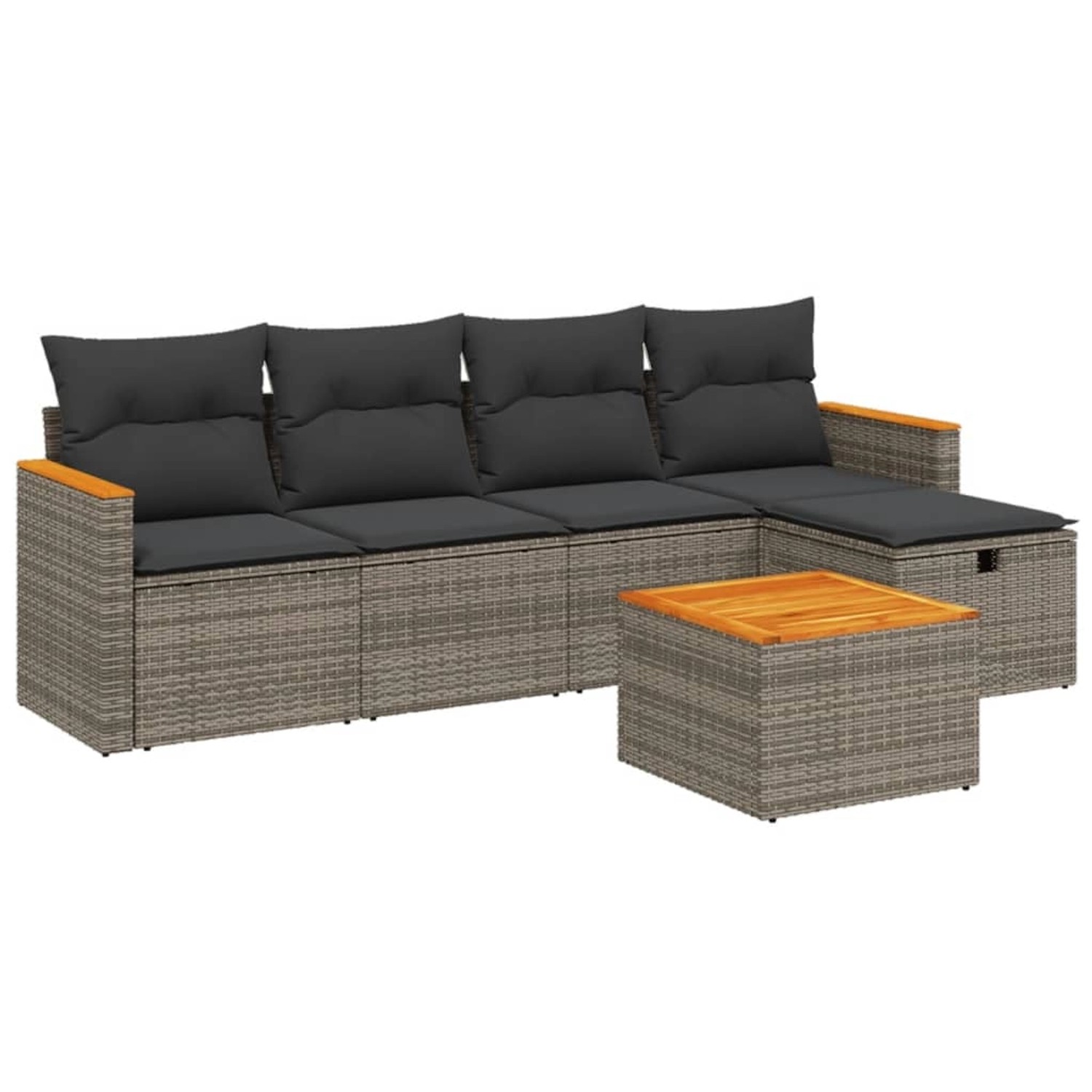 vidaXL 6-Tlg Garten-Sofagarnitur mit Kissen Grau Poly Rattan 3265295 günstig online kaufen