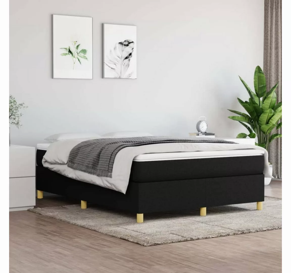 furnicato Bett Boxspringbett mit Matratze Schwarz 140x190 cm Stoff günstig online kaufen