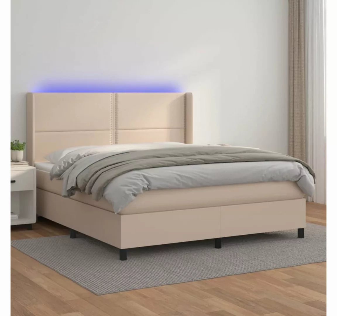 vidaXL Boxspringbett Boxspringbett mit Matratze und LED Kunstleder (160 x 2 günstig online kaufen