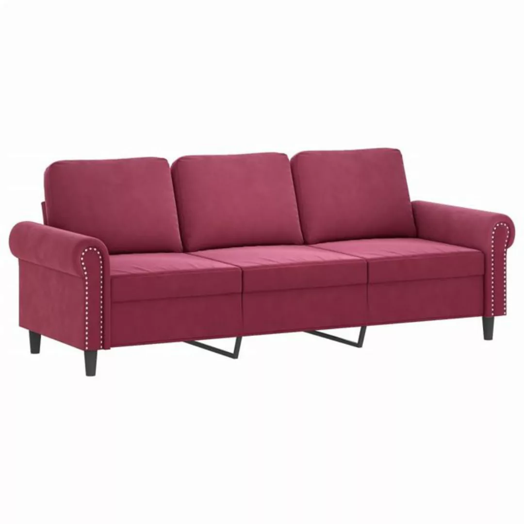 vidaXL Sofa 3-Sitzer-Sofa Weinrot 180 cm Samt günstig online kaufen