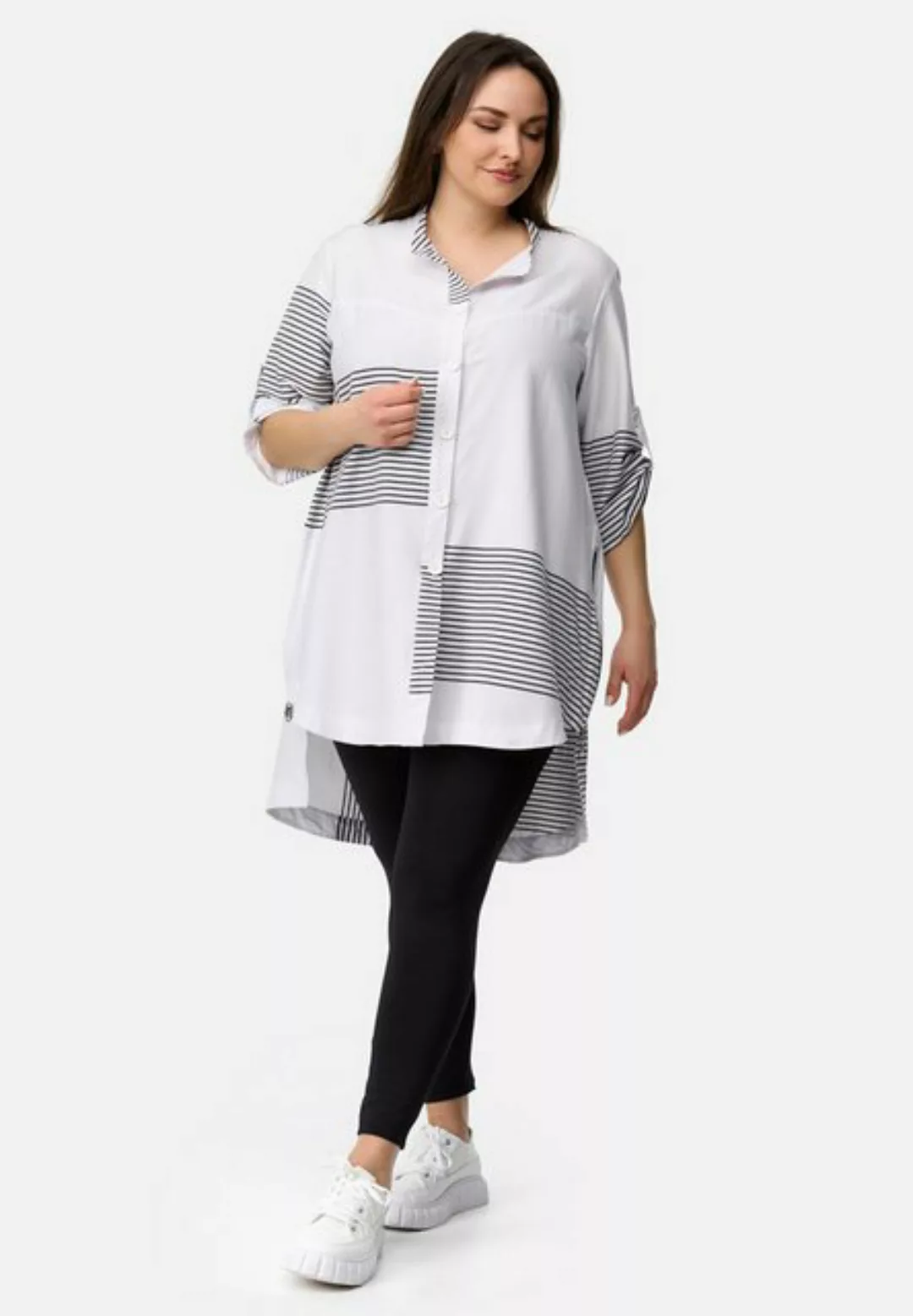 Kekoo Longbluse Bluse gemustert aus Baumwolle mit Stretch 'Raya' günstig online kaufen