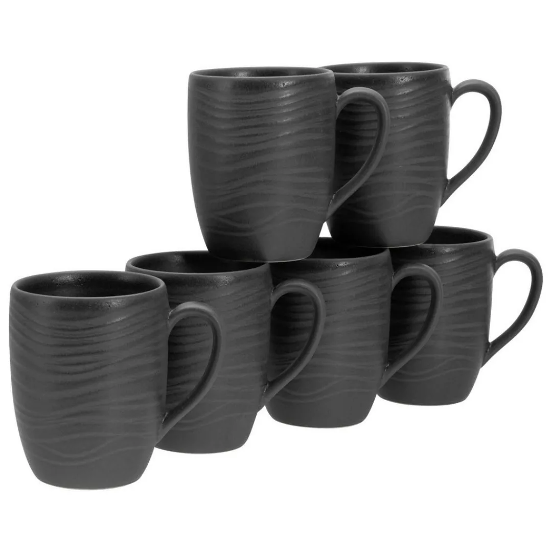 CreaTable Kaffeebecher Lava Stone schwarz Steinzeug 6 tlg. günstig online kaufen