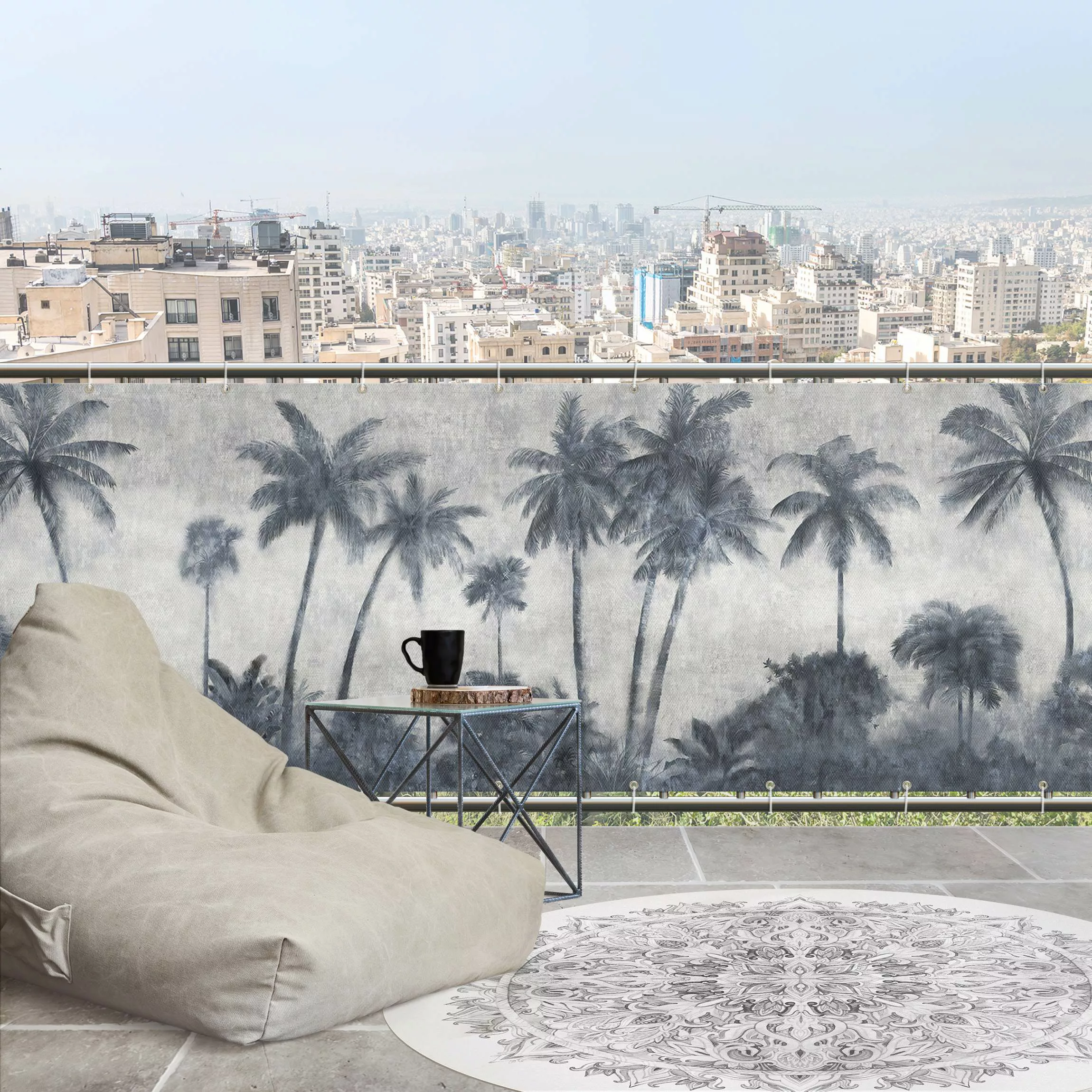 Balkon Sichtschutz Palmenkette in blau günstig online kaufen