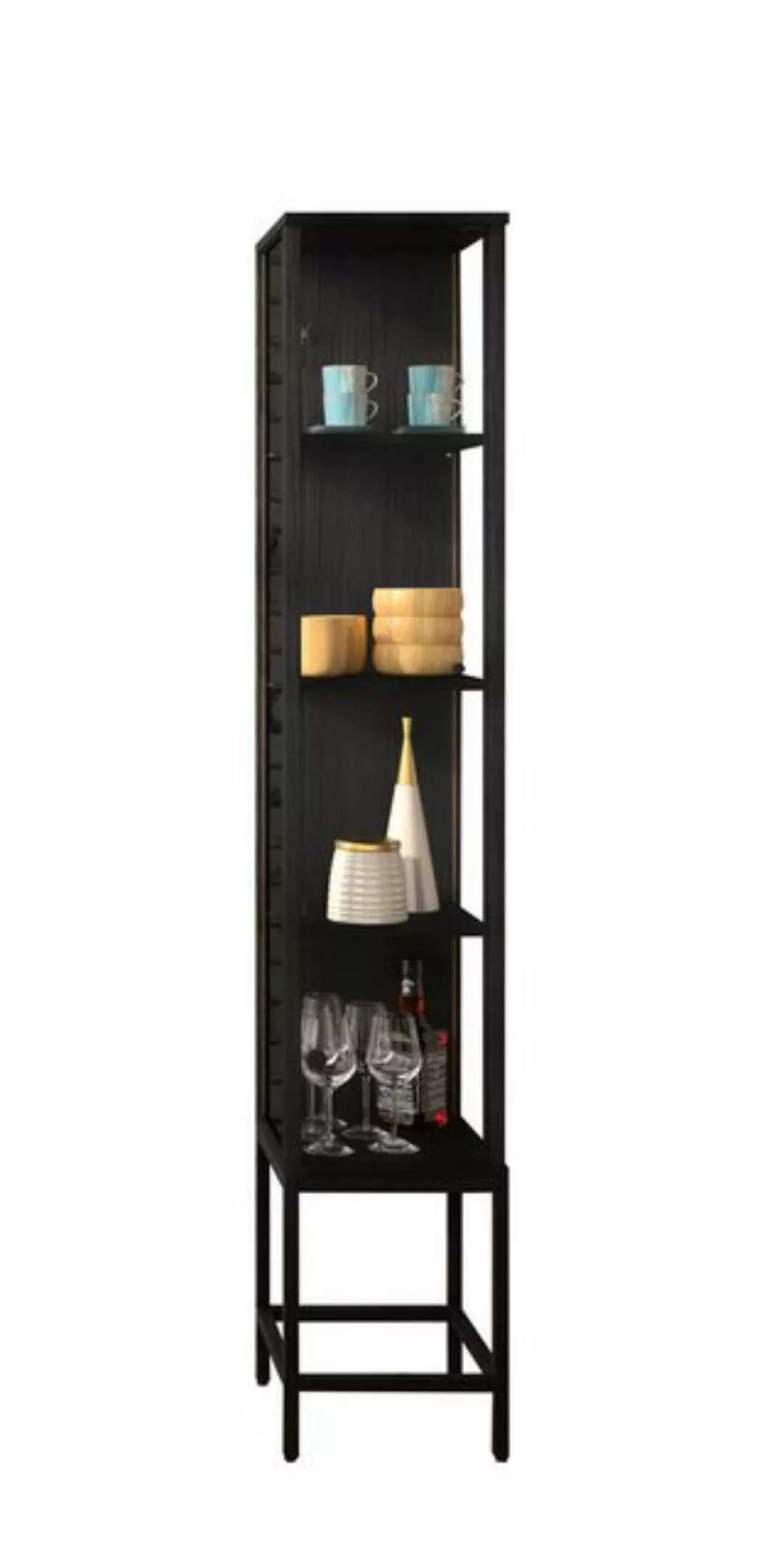 freiraum Vitrine STEP 4 Fächer, 1 Tür, in Schwarz - 31,5x176x32,7cm (BxHxT) günstig online kaufen