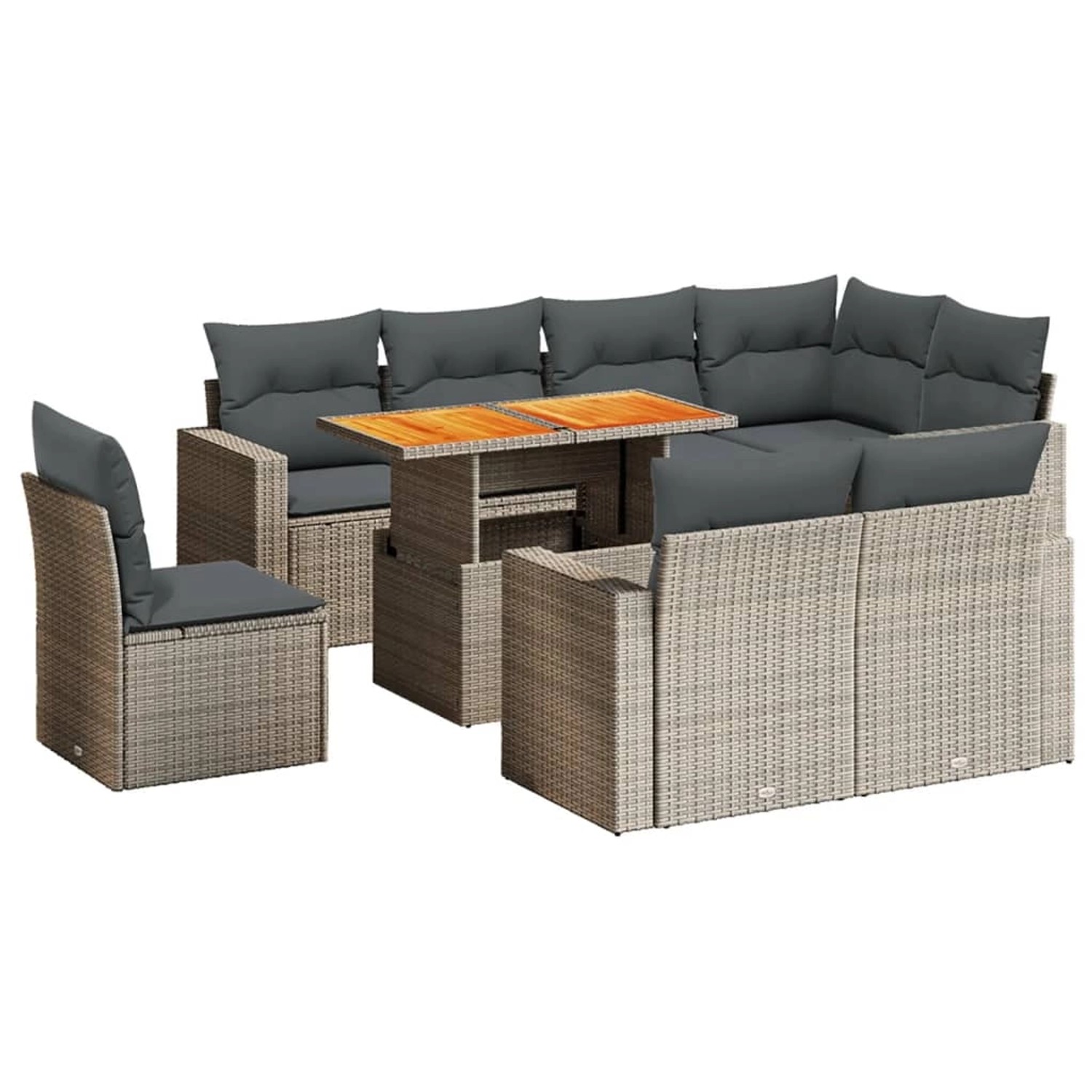 vidaXL 9-Tlg Garten-Sofagarnitur mit Kissen Grau Poly Rattan 3271410 günstig online kaufen