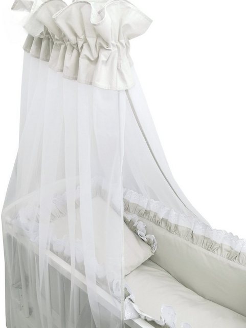 hopsibaby Beistellbett 3in1 Babybett Komplettbett Royal Grau, Spitze-Weiß S günstig online kaufen