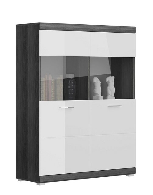 xonox.home Vitrine Highboard Scout, weiß Hochglanz / rauchsilber günstig online kaufen