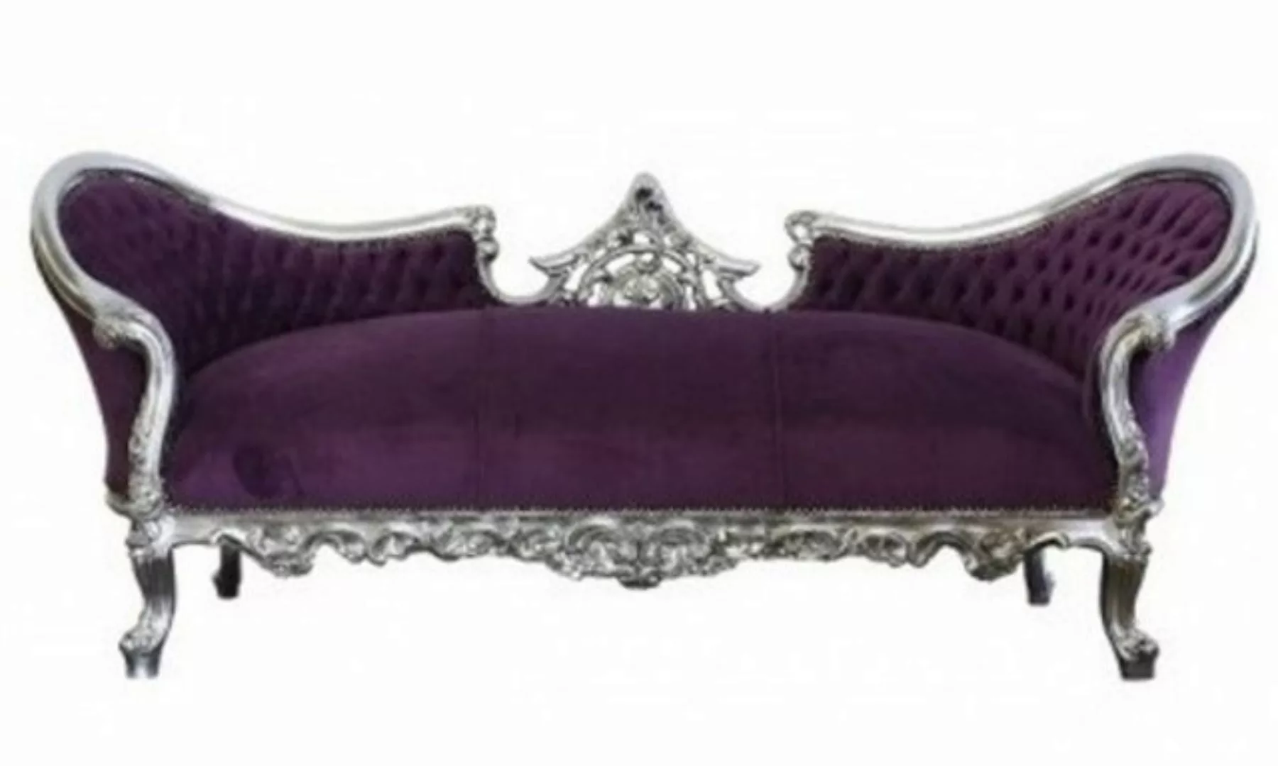 Casa Padrino Sofa Barock Sofa Vampire Lila/Silber günstig online kaufen