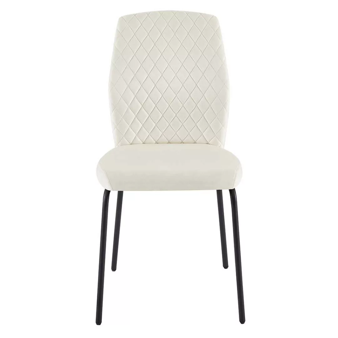 Stuhl Set Samt Metall in Beige und Schwarz 47 cm breit (2er Set) günstig online kaufen