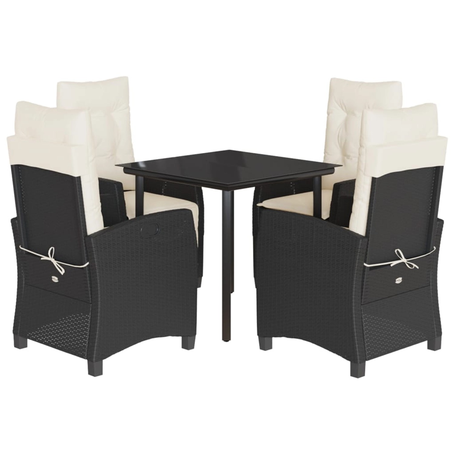 vidaXL 5-Tlg Garten-Essgruppe mit Kissen Schwarz Poly Rattan 3212734 günstig online kaufen