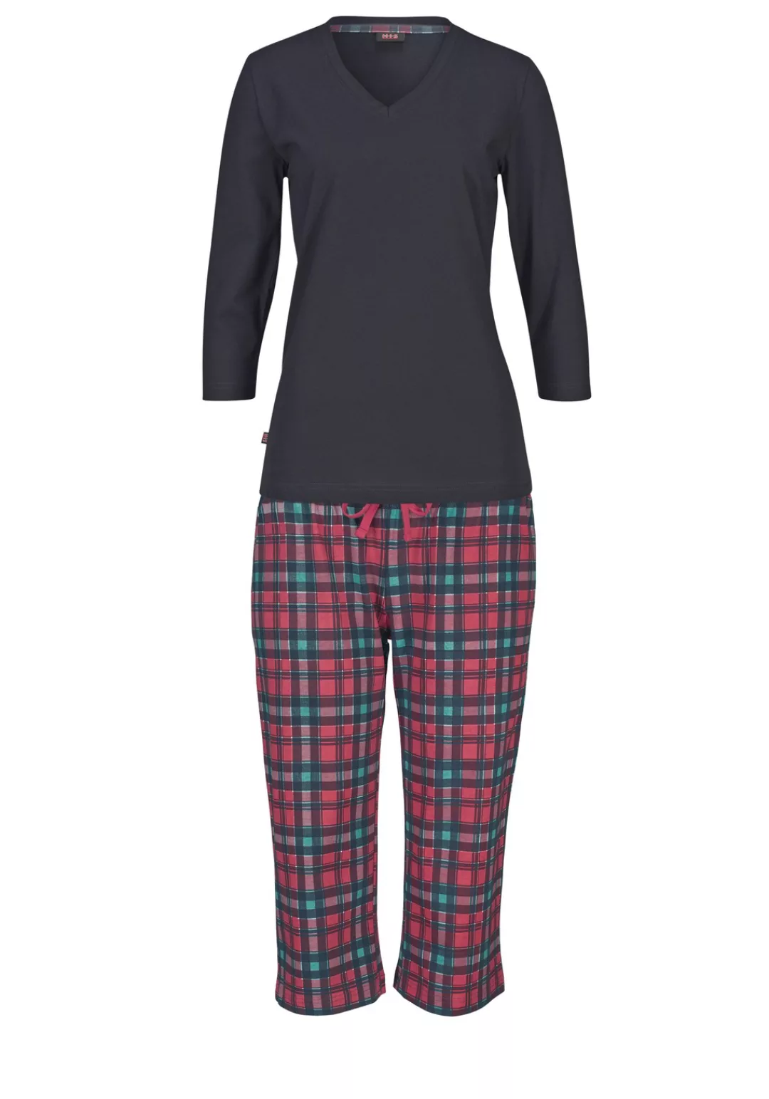 H.I.S Capri-Pyjama, (2 tlg.), mit karierter Hose und passendem Basic-Shirt günstig online kaufen