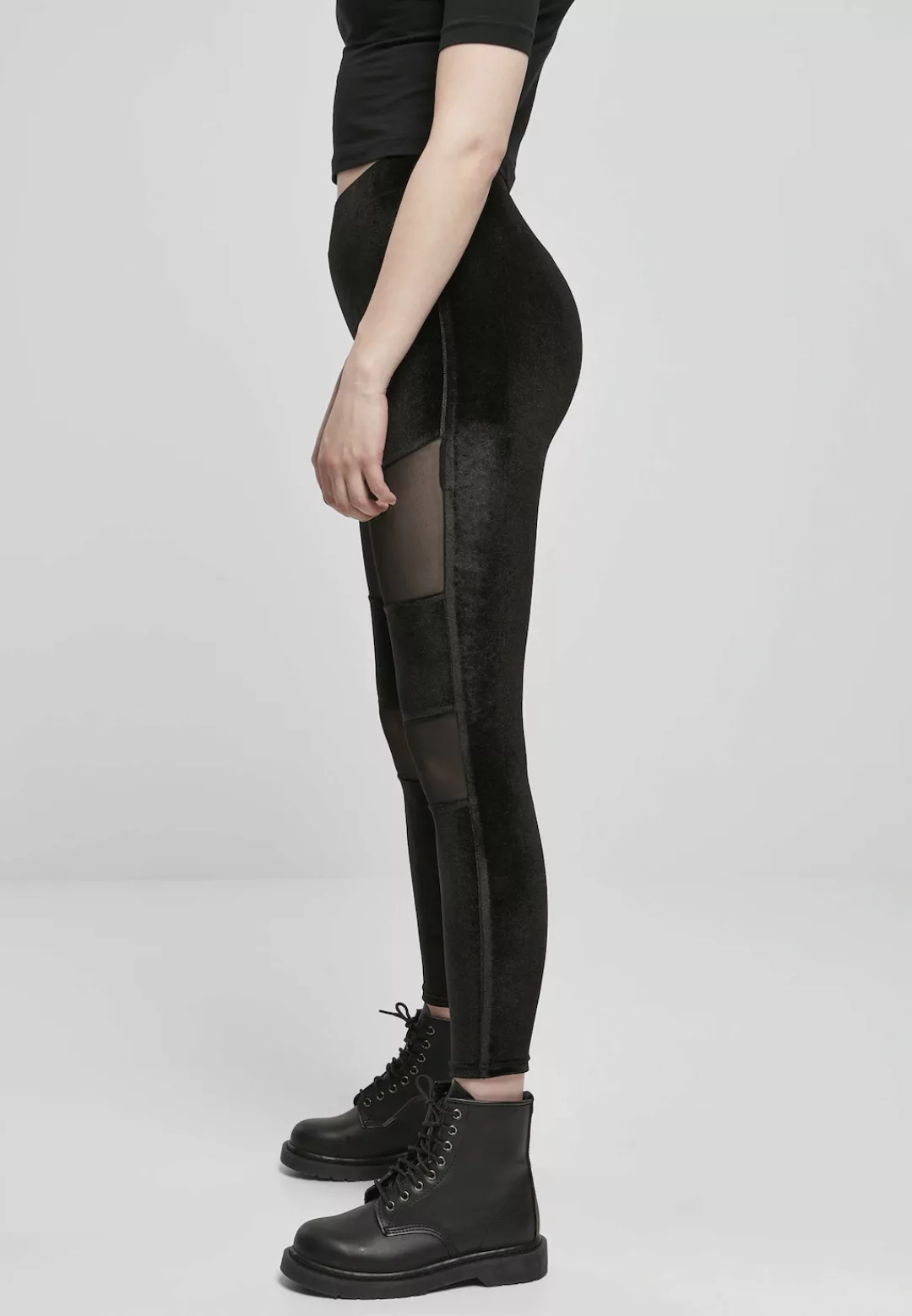 URBAN CLASSICS Leggings "Urban Classics Damen Ladies Velvet Tech Mesh Leggi günstig online kaufen