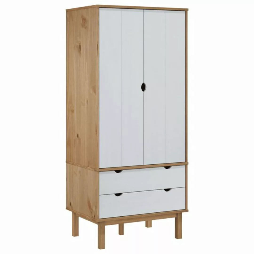 vidaXL Kleiderschrank Kleiderschrank Braun Weiß 76,5x53x172 cm Massivholz K günstig online kaufen