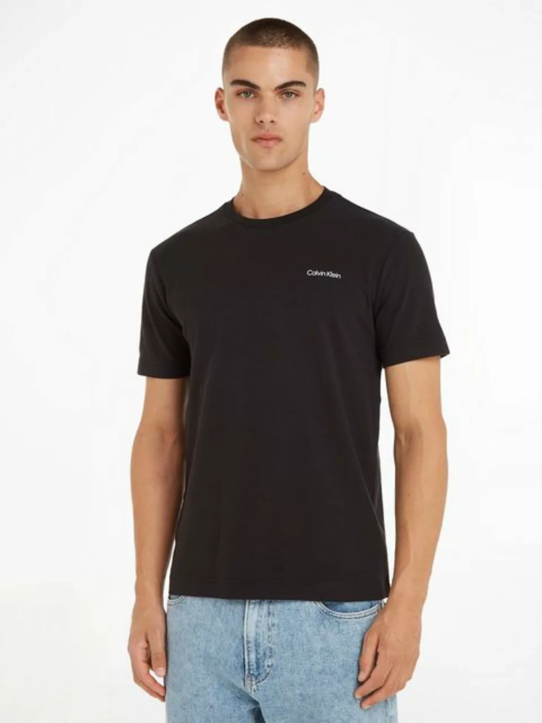 Calvin Klein T-Shirt Micro Logo aus dickem Winterjersey günstig online kaufen